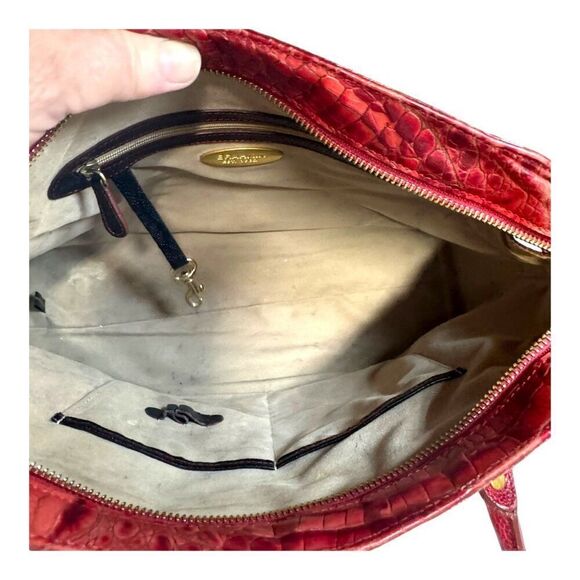 Brahmin Croc Rosetta Merlot Ombre Melbourne Red Leather Satchel Purse Dust Bag - Picture 11 of 12